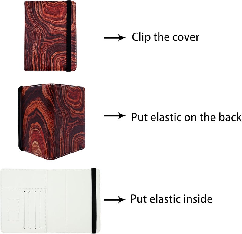 bassyil Passport Holder for Women and Men PU Leather Passport Cover for Travel (Wood Print) - Image 3